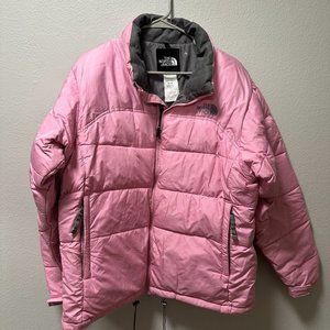 north face goosedown pink puffer jacket